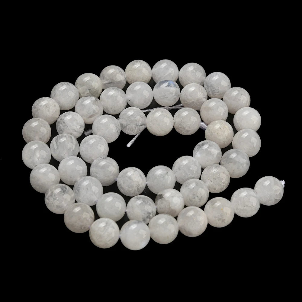 PandaHall 5 Strands Natural Rainbow Moonstone Round Beads, White 8mm for DIY Necklace Bracelet Earring Jewelry Making Qme