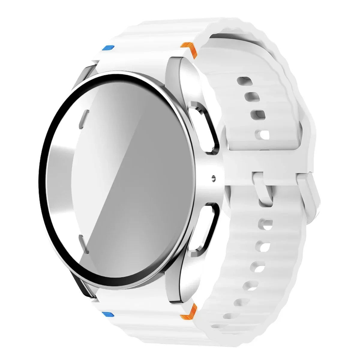 Original Silicone Band +Case for Samsung Watch 7 40mm 44mm Sport Bracelet For Galaxy Watch Strap 6 40mm 44mm Screen Protector Qme