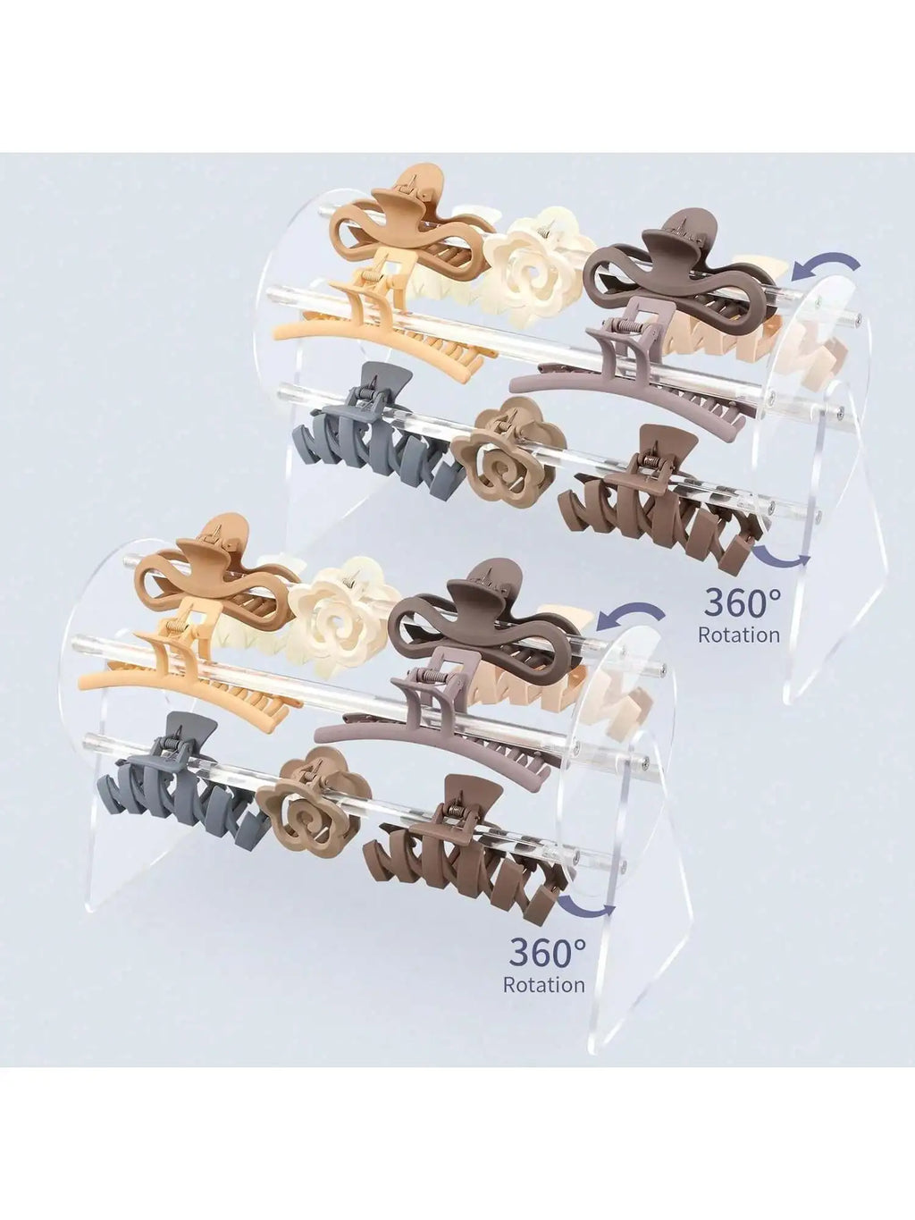 Acrylic Claw Clip Storage Rack 360 Degree Rotating Holder Hair Box Qme
