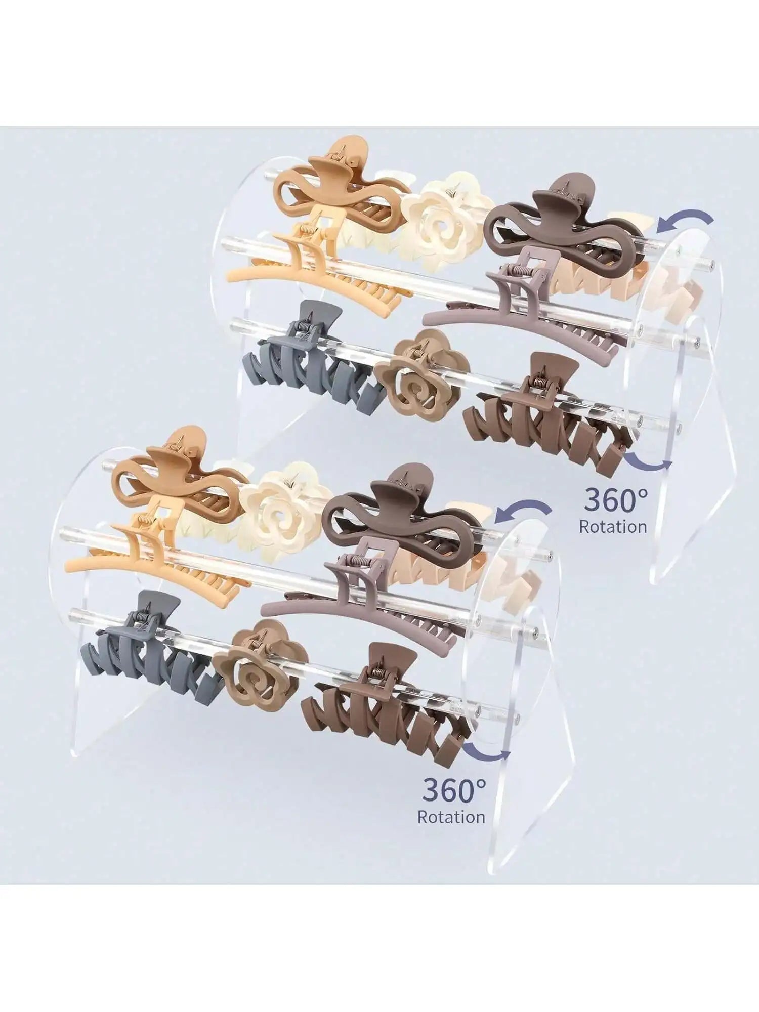 Acrylic Claw Clip Storage Rack 360 Degree Rotating Holder Hair Box Qme