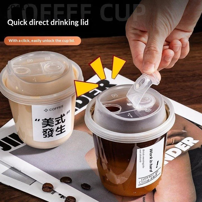 U-shaped Disposable Cups Transparent Coffee Lids Drink Milk Tea Qme