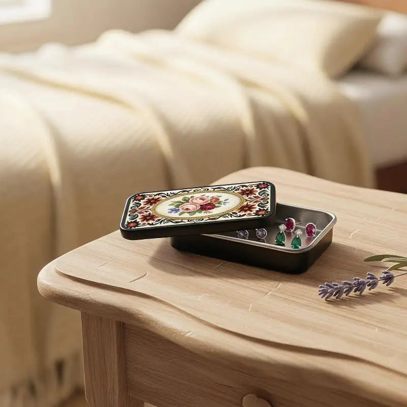 Black Gold Rose Heart-shaped Retro Fire Wood Box Does Not Include Qme