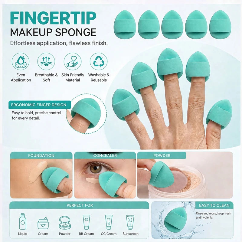 20-pack Green Reusable Mini Cushion Puffs Suitable BB Cream Wet Dry Qme