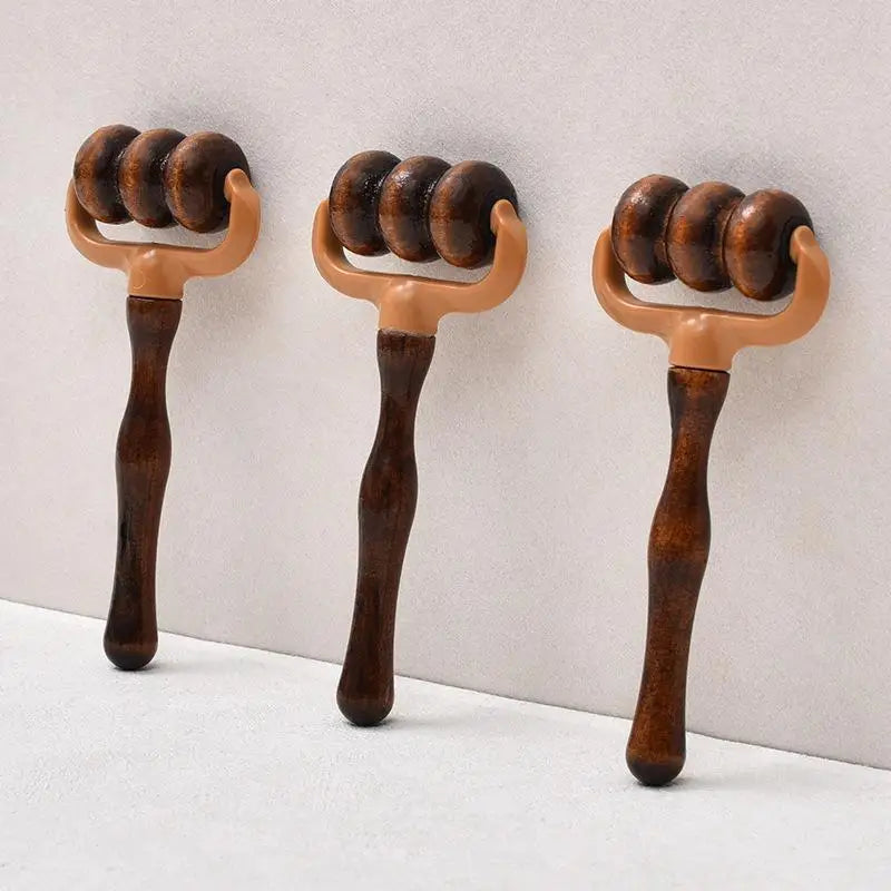 Handheld Wooden Massage Roller Neck Shoulder Head Massager Muscle Qme