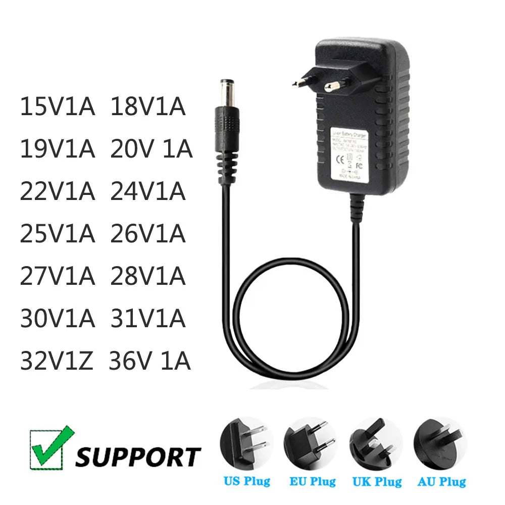 DC Power Adapter 15V 18V 19V 20V 22V 24V 25V 26V 27V 28V 30V 31V 32V 36V 1A 1000MA Robot Vacuum Cleaner Power Cord Charger Qme EU PLUG 32V1A