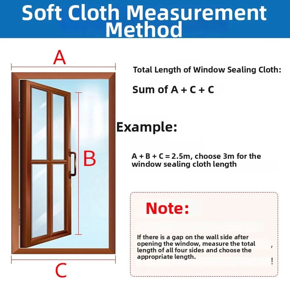 3/4/5M Portable Air Conditioner Sealing Cloth Baffle Side Opening Window Sealing Cloth Sealing Plate Window Seal With Drawstring Qme
