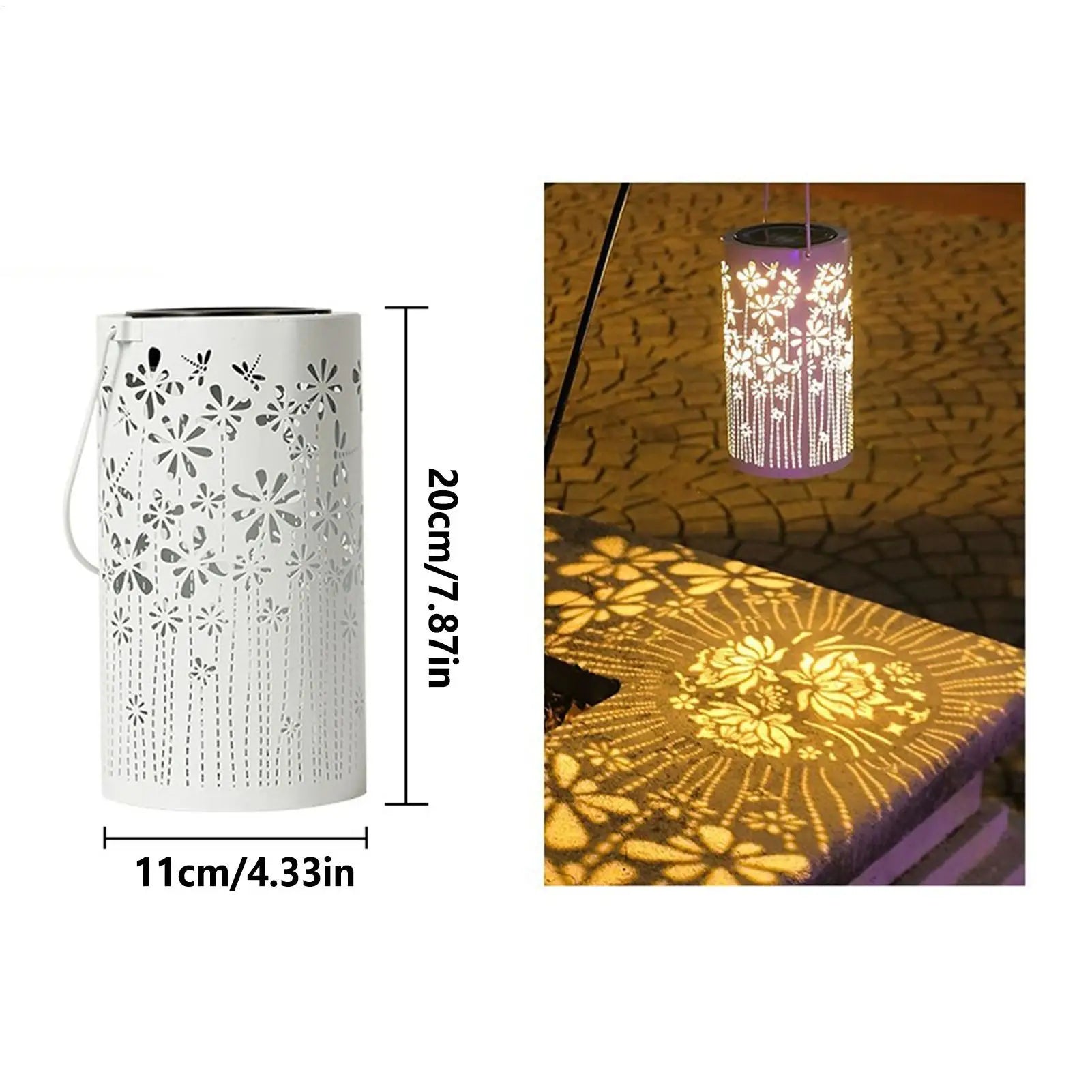 Solar Hangings Lantern Colorful Metal Flower Lamps Lights Outdoor Qme
