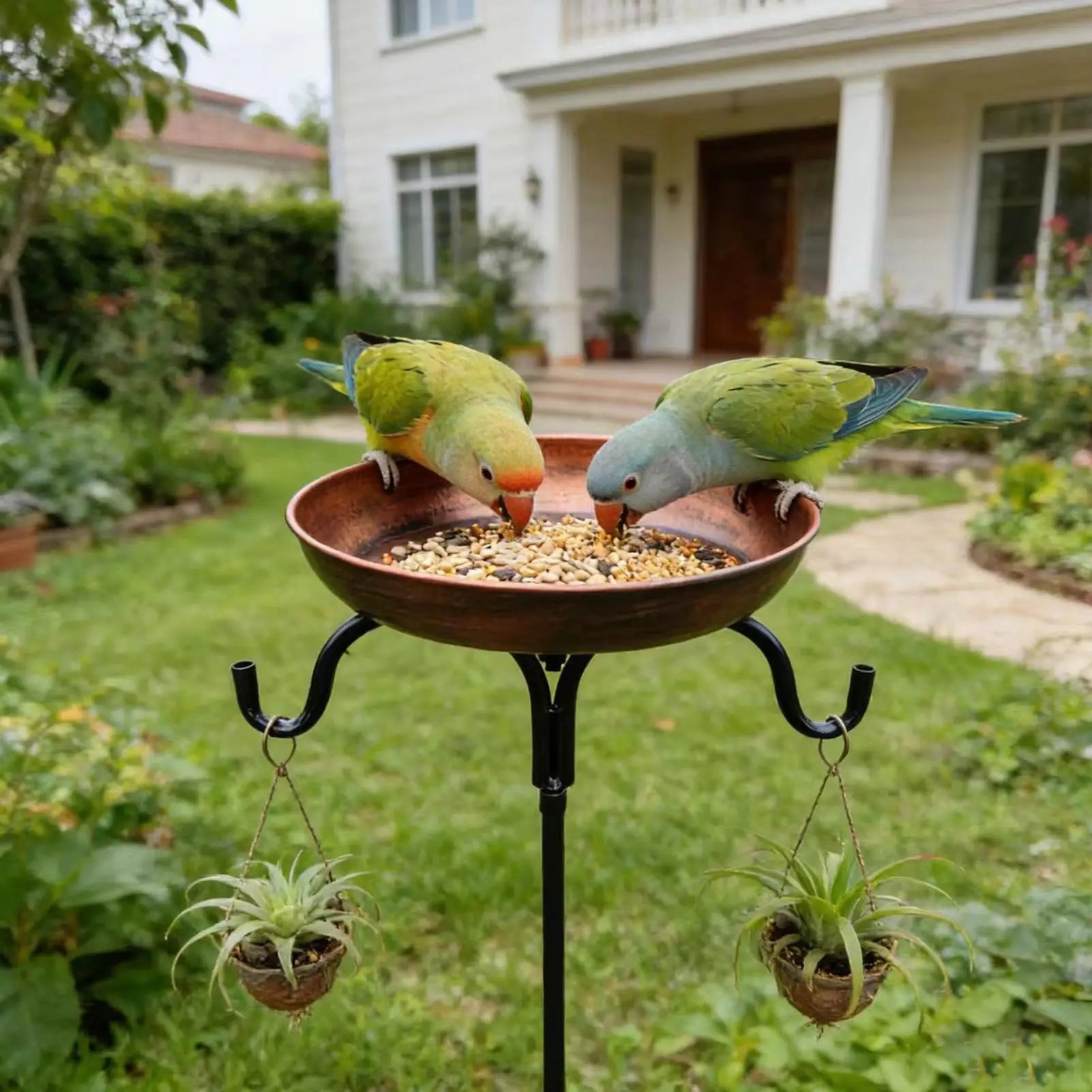 Metal Bird Bath Vintage Metal Feeder Outdoor Bird Bath Water Bowl For Garden Yard Patio Pathway Lawn Ground Park Hummingbird Qme