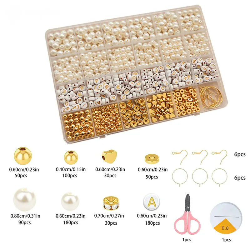 Golden Spacer Beads For Bracelets Making Kit Assorted DIY Pearl Beads Acrylic Alphabet CCB Beads Kit For Jewelry Making Supplies Qme Bead kit 4
