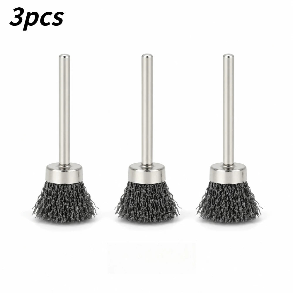 Rotary Drill Cleaning Tool 3/5Pcs Mini Steel Wire Brush Disc Rust Removal Polishing Wheel For DIY Metal Handicraft Care Qme Type B - Cup 3pcs