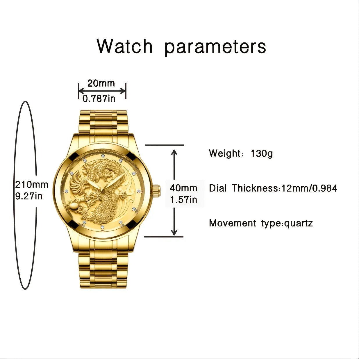 Men's Steel Strap Large Dial Quartz Watch Qme