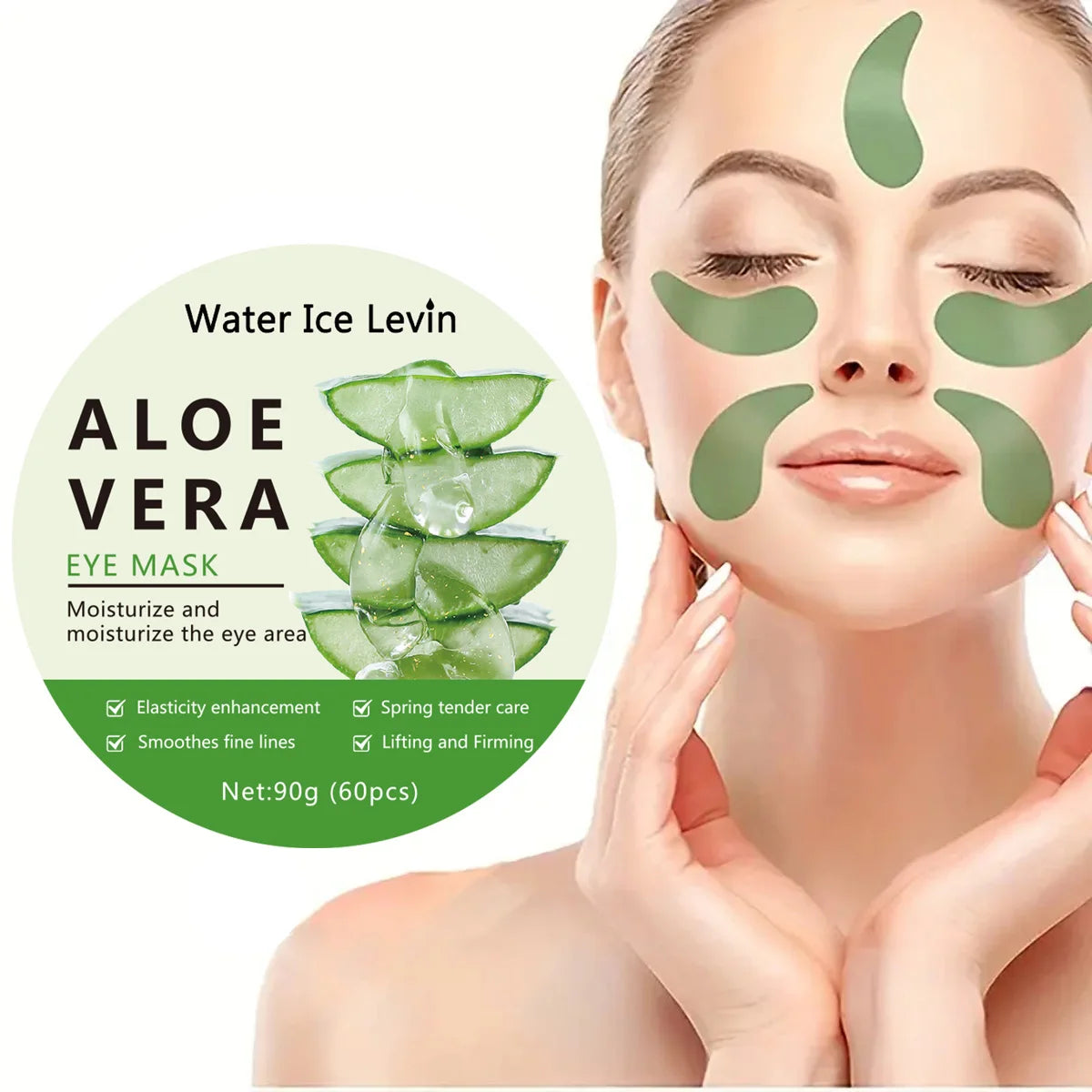 60pcs Aloe Vera Collagen Eye Mask Anti Dark Circles Removal Eyes Bags Moisturizing Firming Eye Patches Eyes Skin Care Products Qme WHITE