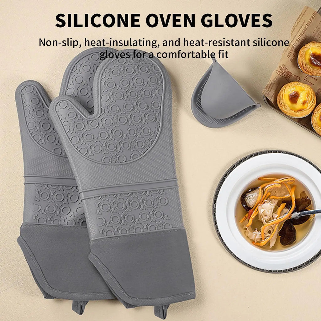 Oven Mittens Waterproof Non-Slip Kitchen Gadgets Ergonomic Oven Mitts Pot Holders Sets For Cooking Grilling Barbecue Outdoor Qme
