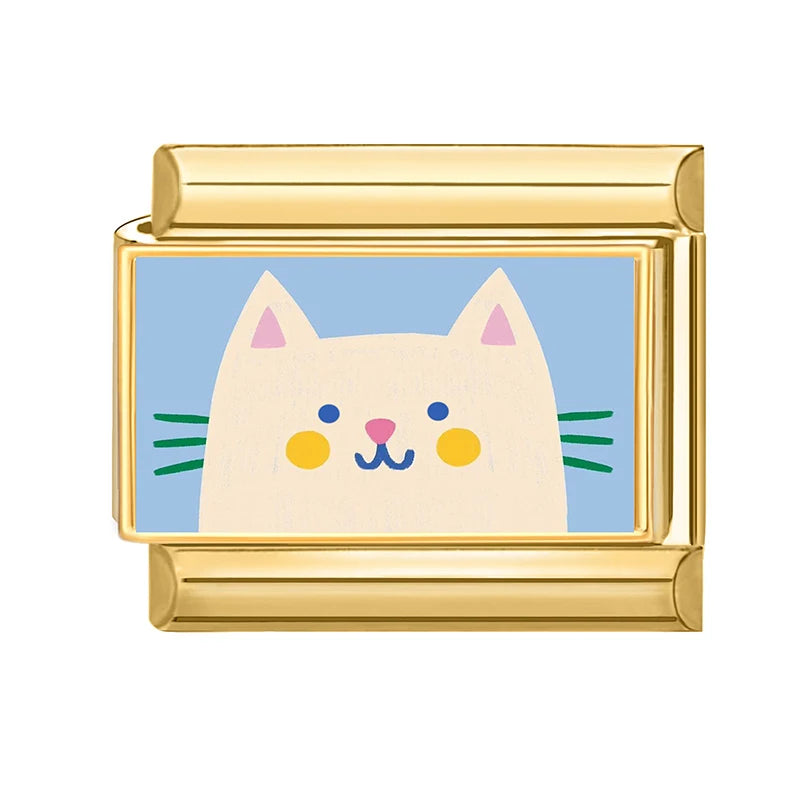 2026 Design Blue Pink Headscarf Kawai Cats Series Italian Charm Links