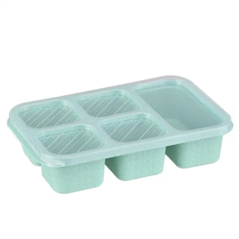 Bento Lunch Box Reusable 5 Compartment Lid Compatible Snack Qme Green