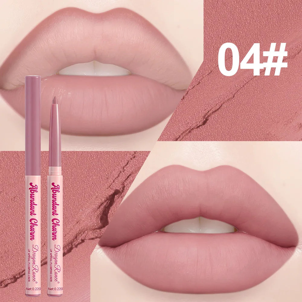 12 Colors Matte Lip Liner Pen Nude Pink Lip Contour Stick Waterproof Long-Lasting Outline Non-Drying Automatic Lipstick Makeup Qme 04