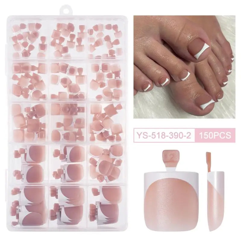 Easy Application Square Matte Full Cover Toe Nail Tips Pedicures Qme 2