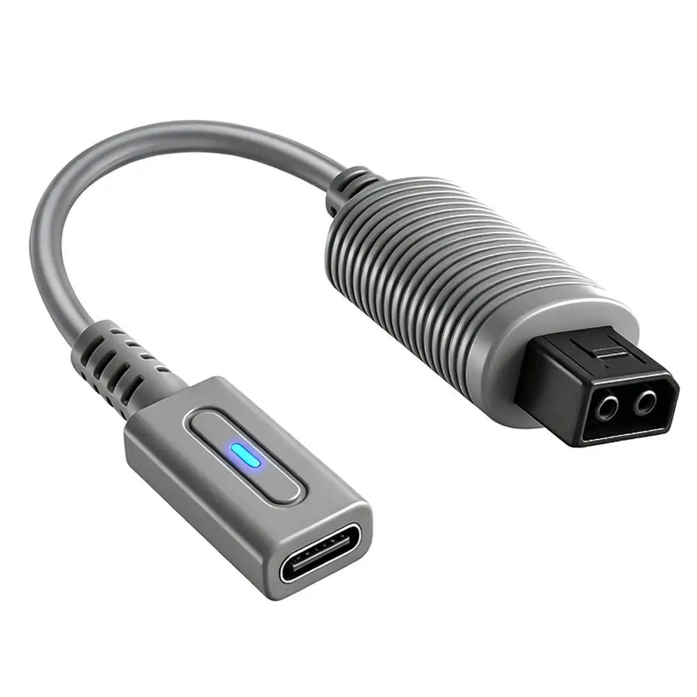 45W PD Type‑C Female to Wii Power Adapter Cable, 12cm Short Cord with Smart PD Decoy Chip, Stable Power Supply for Wii Console Qme gray