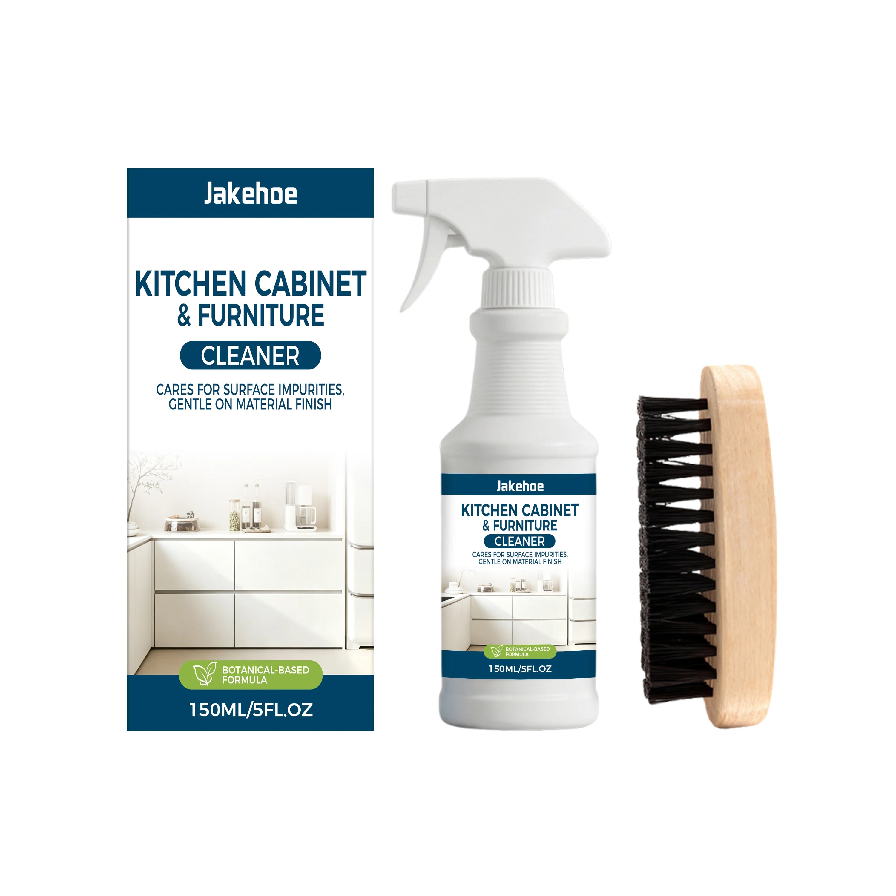 JAKEHOE Kitchen Cabinet & Furniture Cleaning Spray Remove Stubborn Oil Stains Restore Luster Easy-to-Use Gentle Surface Cleaner Qme 150ML Boxed