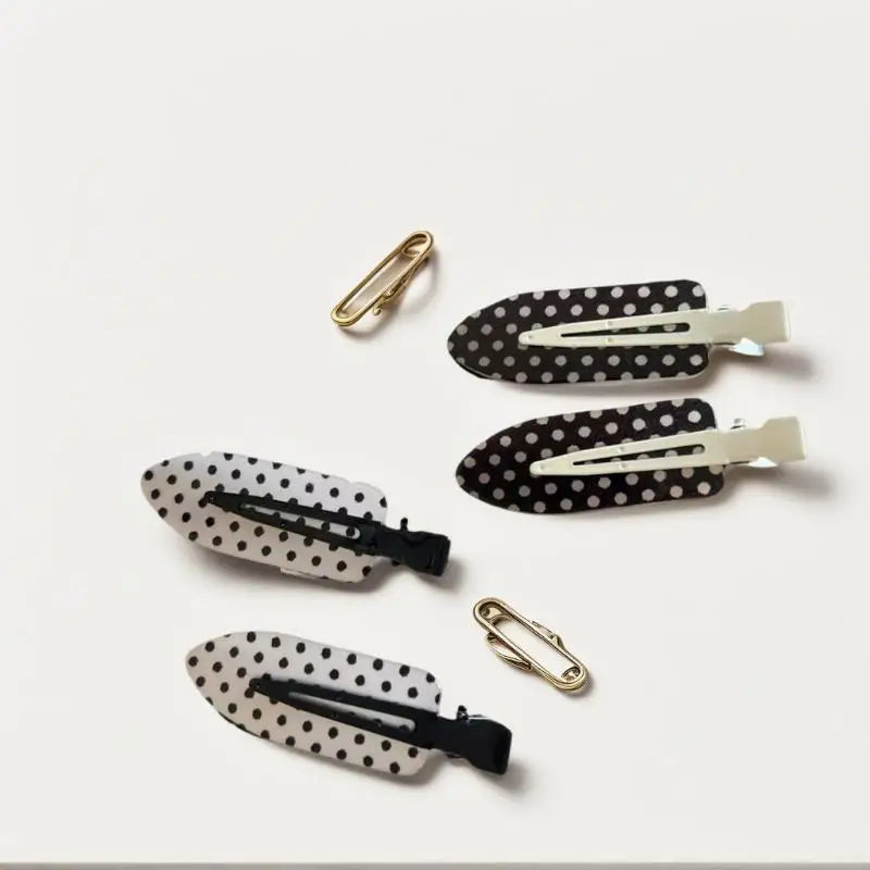 4 Black White Polka Dot Hair Clips Cute Sweet Side Bangs Hairpin Qme