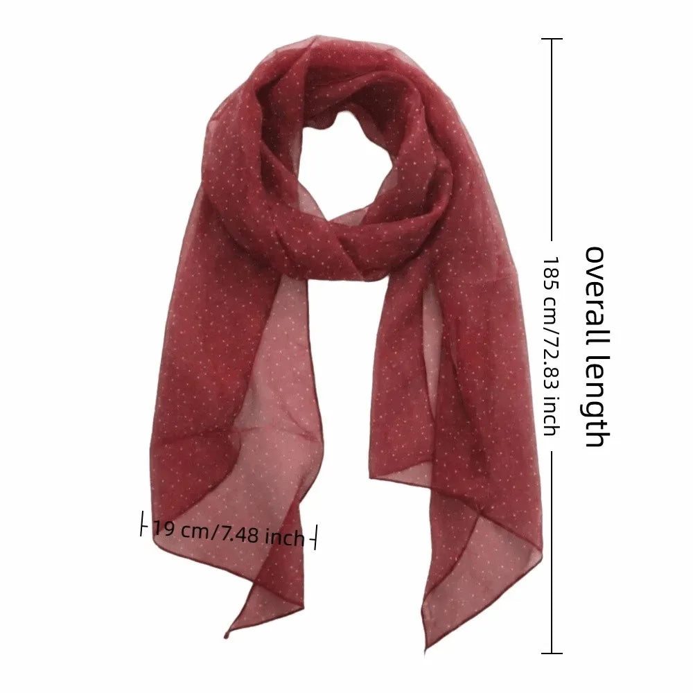 Elegant Polka Dots Long Scarf Versatile Narrow Scarves Fashionable Qme