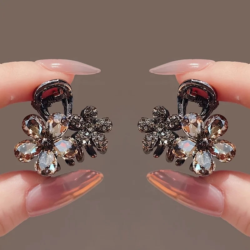 2pcs Fancy Decoration Sparkling Crystal Rhinestone Flower Hair Clip Decoration Hair Clip Suitable for Parties, Dances, Dinners Qme 2pcs