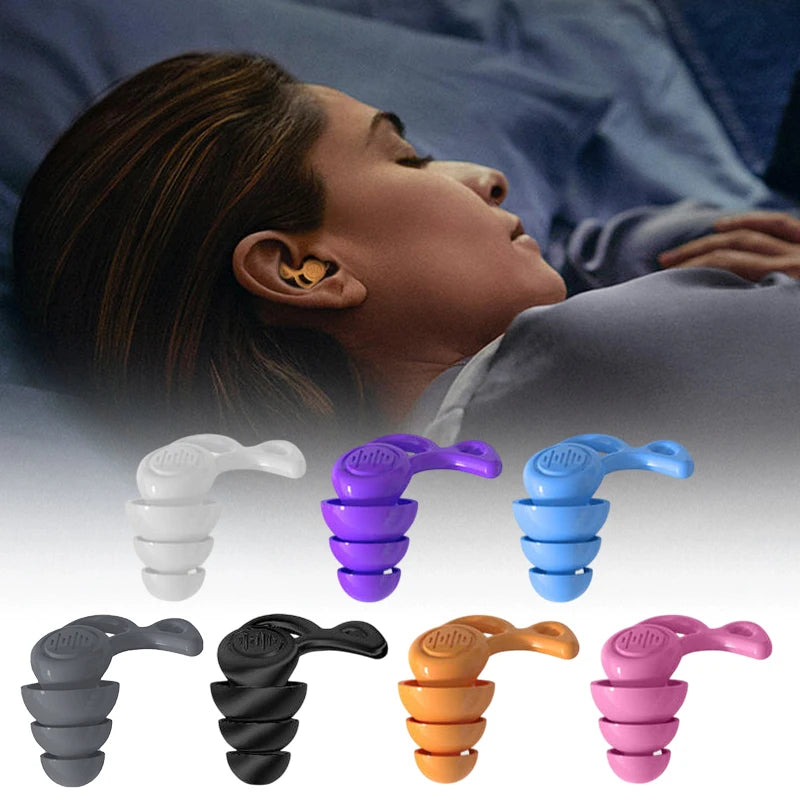 3 Layers Ear Plugs Sleep Noise Reduction Muting Silicone Earplugs Qme