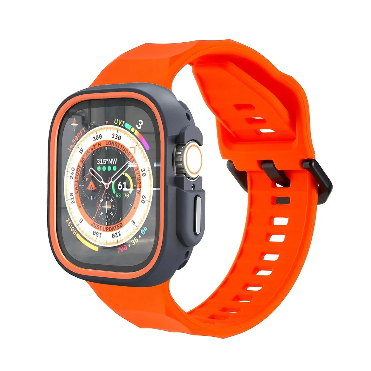 Silicone Sport Strap+Case for apple watch 9 8 7 6 SE 5 Ultra 2 Belt Bracelet Iwatch Series 49mm 45mm 41mm 44mm Protective Cover Qme Orange O 44mm Series SE 456