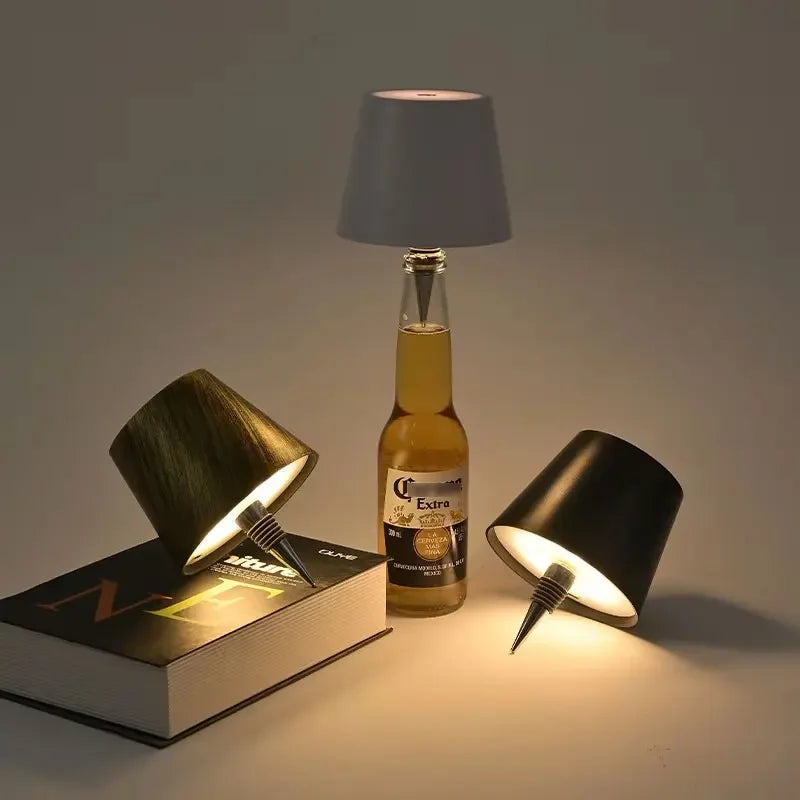 Wine Bottle LED Wireless Table Lamp 3-color Infinitely Dimmable USB Qme