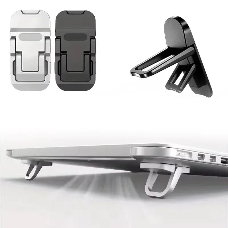 2PCS Mini Foldable Laptop Stand Portable Computer Keyboard Riser with 2 Adjustable Angles Self-Adhesive Invisible Notebook Stand Qme