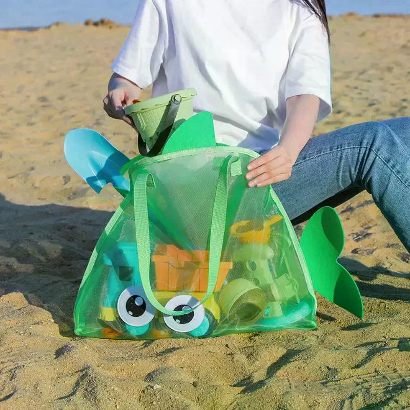 Cute Large Capacity Storage Bag Portable Foldable Mesh Sand Digging Toy Organizer Pouch For Beach Travel Outdoor Sports Qme
