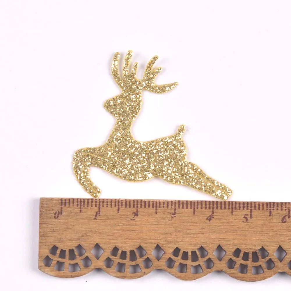 50Pcs Cute Glitter Elk Snowflakes Christmas Tree Patches For Clothes Stick-On Appliques DIY Kids Hairpin Bowknot Accessories Qme 19