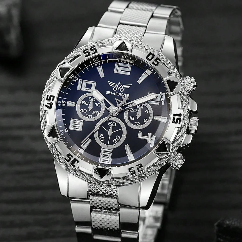 5pcs men's stainless steel strap fashionable business style quartz watch set, suitable for daily decoration and holiday gifts Qme