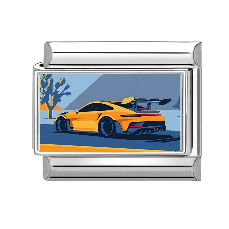 Vintage Car Fashion Classic Car Sport Car Colorful Italian Charms Fit 9mm Stainless Steel Women Bracelet DIY Jewelry Gift 2026 Qme Style 2