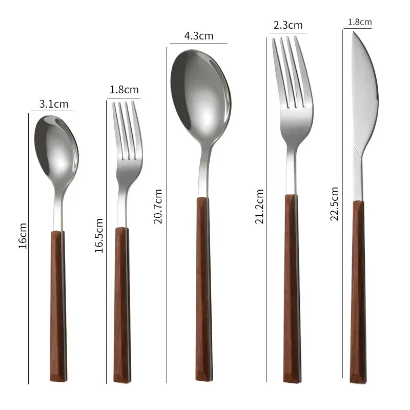 Stainless Steel Imitation Wooden Handle Cutlery Western Tableware Qme 01