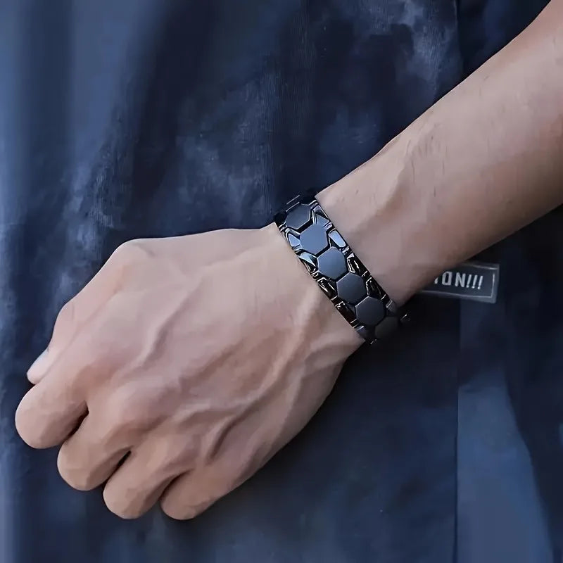 Men's Magnetic Bracelet, Stainless Steel Men's Bracelet, Men's Jewelry Gift Bracelet with Adjustable Size Qme
