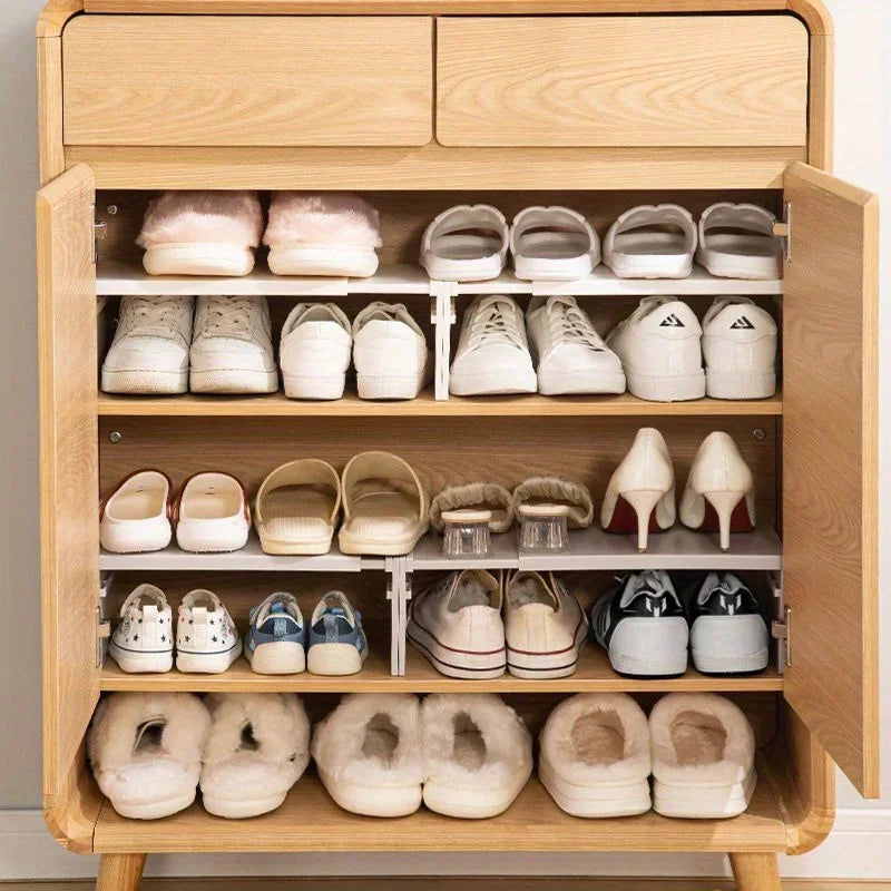 Expandable Storage Shelf, Shoe Rack with Tiered Dividers, Closet Organizer, Wardrobe Storage Cabinet, Desktop Organizer Board Qme