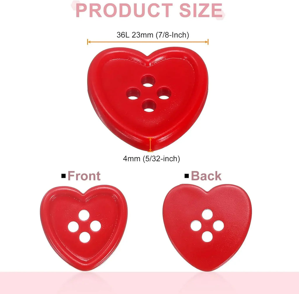 20PCS Vintage Burgundy Heart-Shaped Buttons for Women's Coats, Sweaters, Cardigans, DIY Decoration, Sewing Accessories Qme