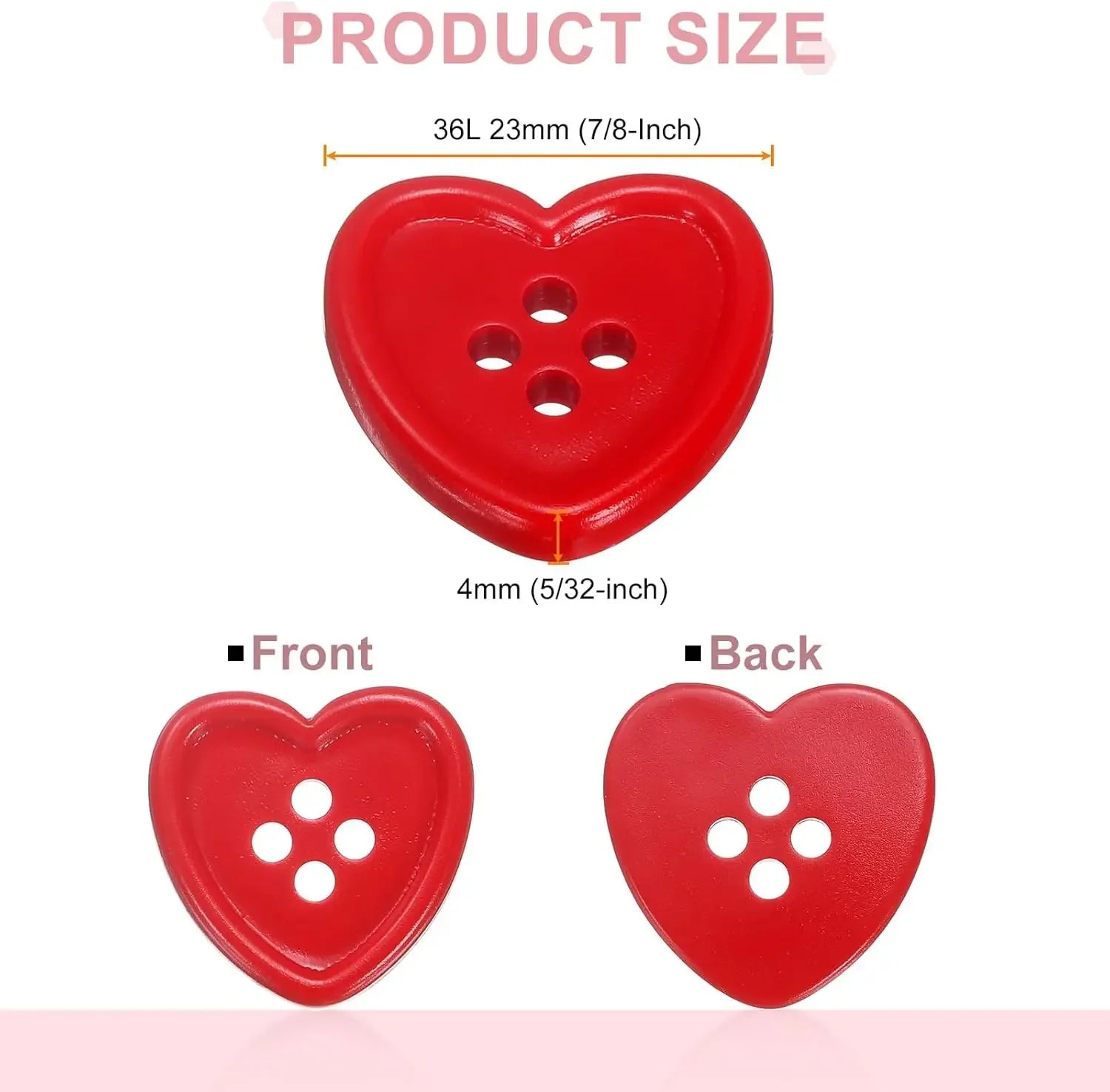 20PCS Vintage Burgundy Heart-Shaped Buttons for Women's Coats, Sweaters, Cardigans, DIY Decoration, Sewing Accessories Qme