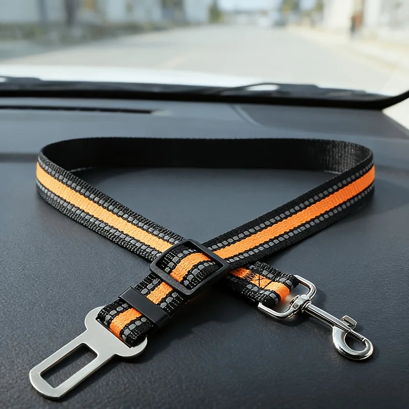 Pets Car Seat Belt, Attaches To Harness & Collar, Adjustable Travel Restraint Fits Small - Large Pups for Safety & Comfort Qme