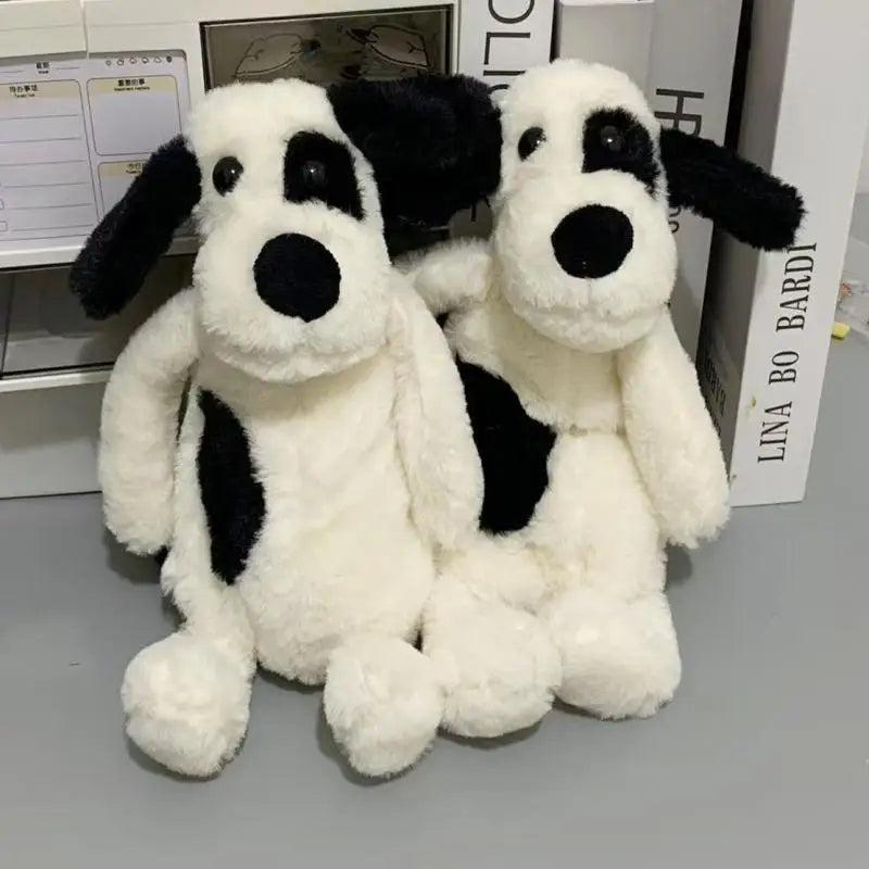 Cute Black White Plush Puppy Pencil Case Cartoon Portable Cosmetic Qme
