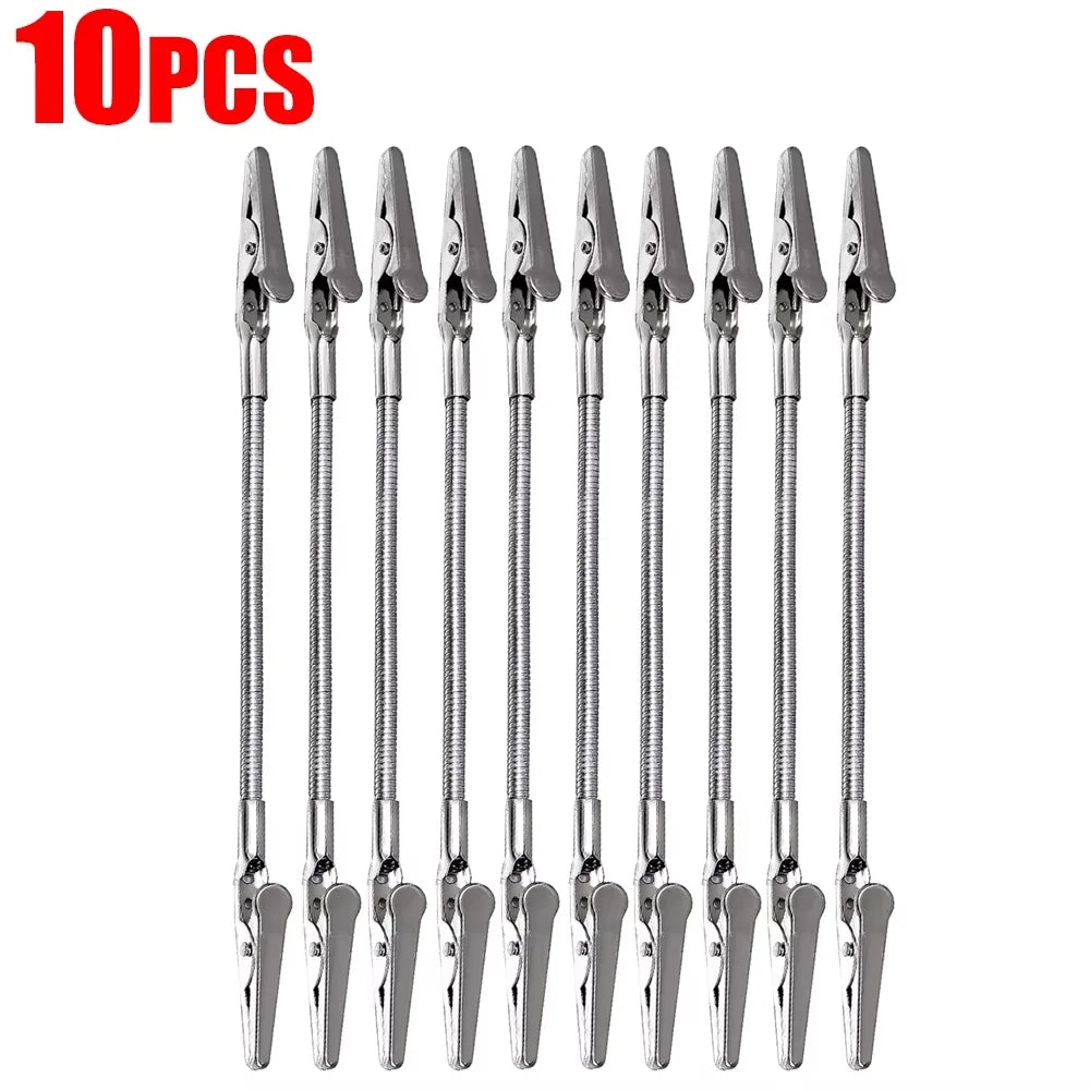 Stainless Steel Long Tail Clip Multifunctional Office School Paper Clamp Wire Rope Photo Holder Desk Decoration Display Qme Crocodile clips 10pc