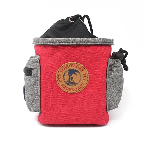 Pet color blocked snack bag training waist bag, multi-functional portable dog food waist bag Qme Red