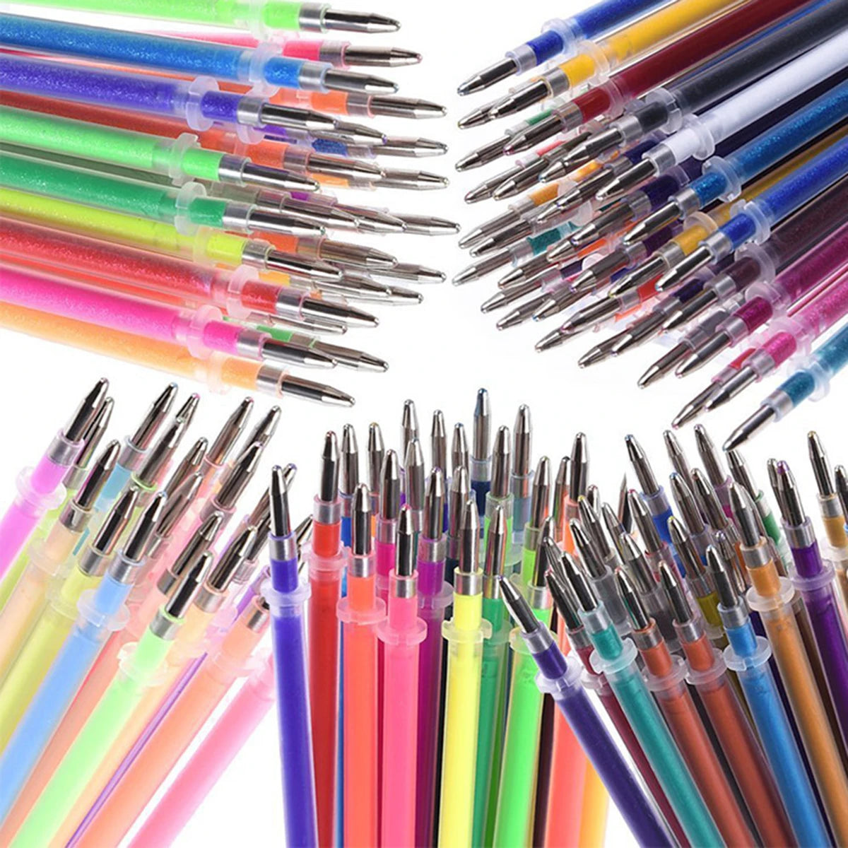 100 Colors Gel Pen Refills Glitter Metallic Pastel Fluorescence Neon Pen Ink Refills for Coloring Books Scrapbooking Qme