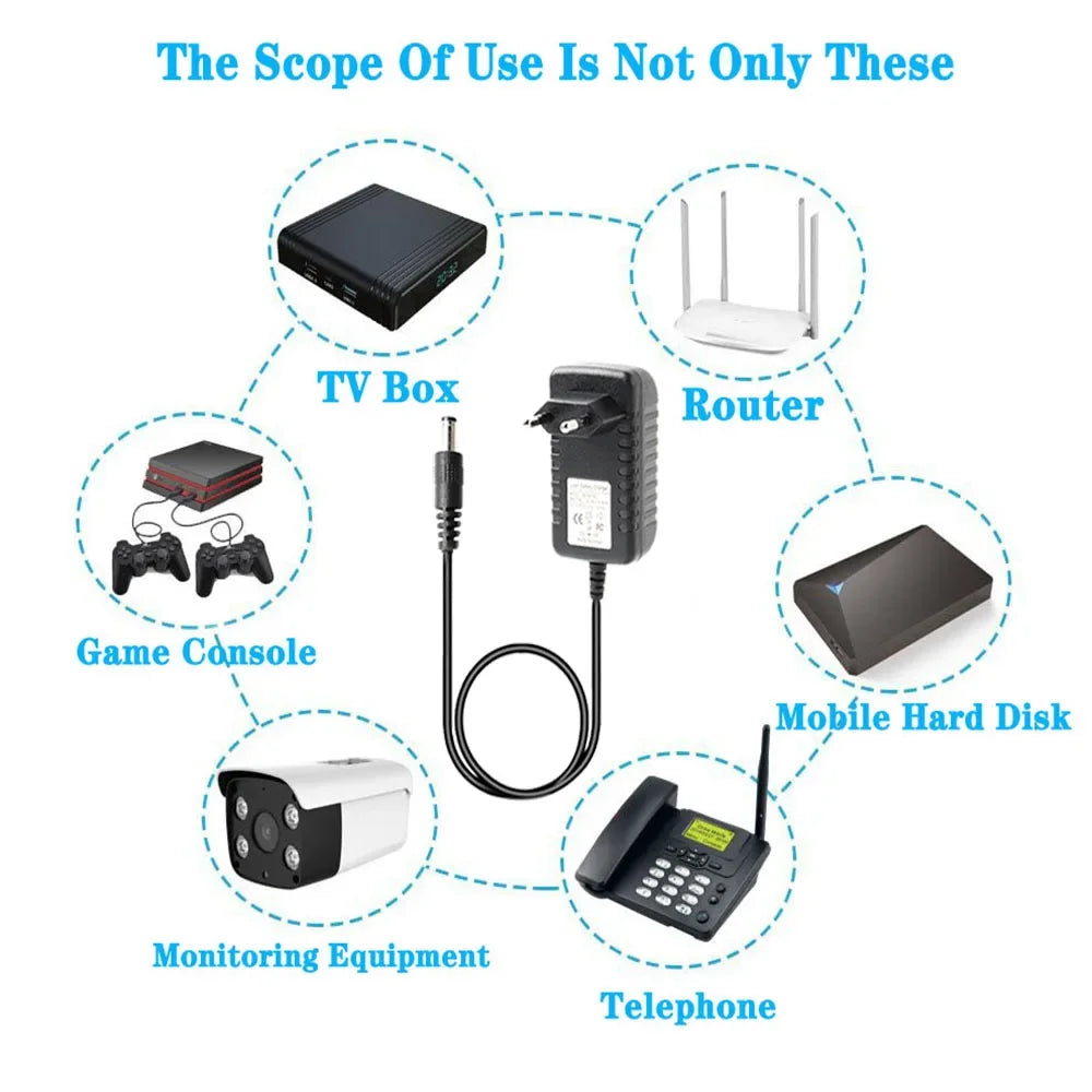 Power Cord Charger Adapter for 0.5A, AC 110 to 220V, DC 9V, 12V, 18V, 19V, 20V, 22V, 24V, 26V, 27V, 30V, 1A Qme
