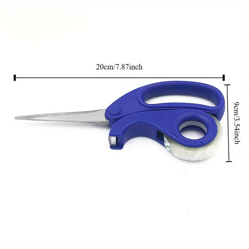 2-in-1 Scissors Adhesive Tape Dispenser Cutter - Desktop Tape Dispenser for Gift Packaging, Multi Functional Scissors with Tape Qme
