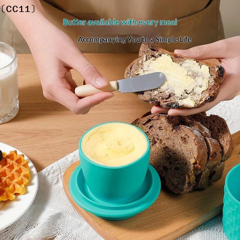 Silicone Butter Cheese Storage Crock Sealed Dustproof Covered Dish Qme