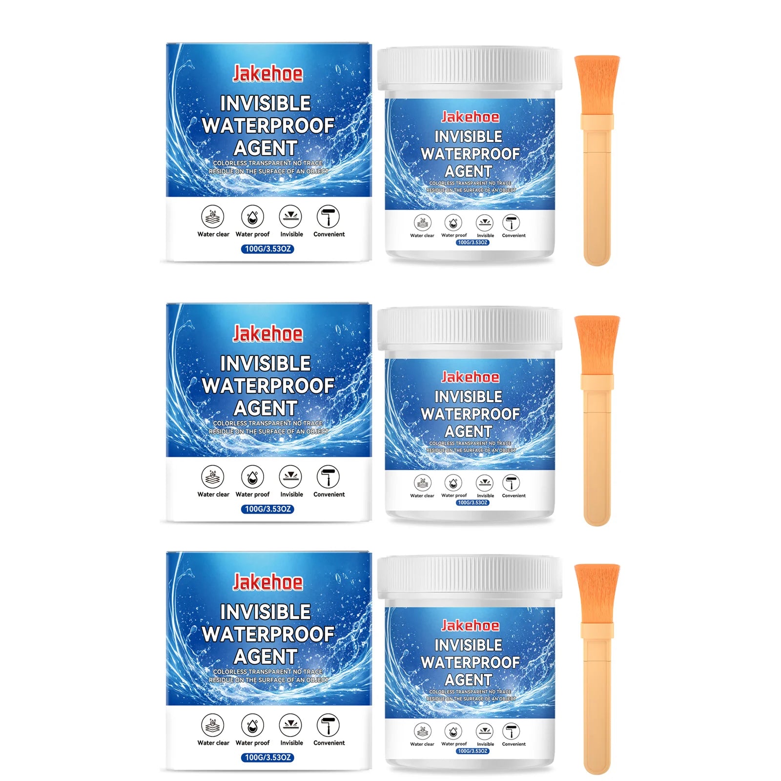 Invisible Waterproofing Agent Transparent Traceless Lasting Waterproof High Temperature Resistance Convenient Insulating Sealant Qme 3 x 100g Boxed