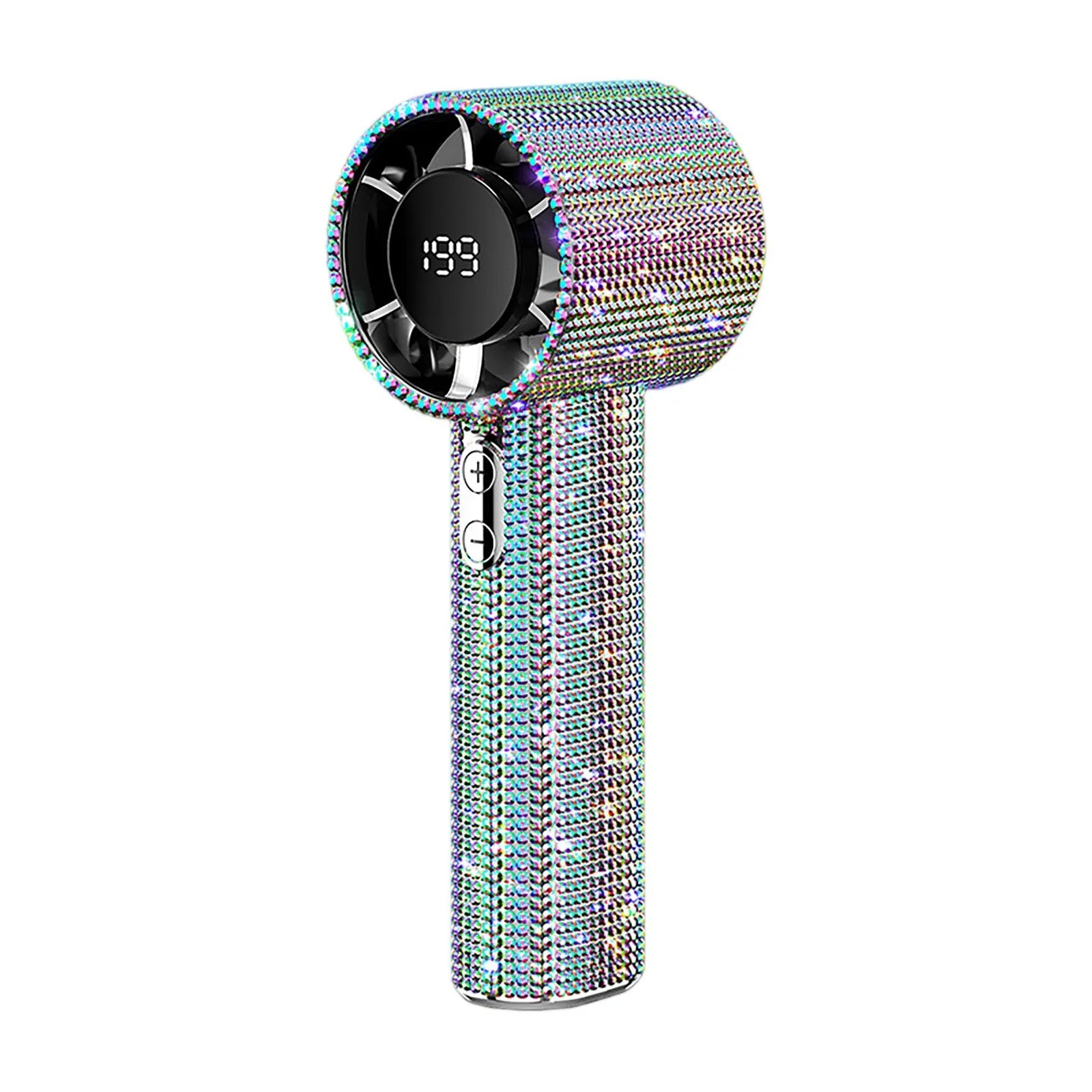 New Portable Handheld Turbine Rechargeable Fan with Digital Display USB Interface Mini Fan Suitable for Travel Camping Outdoor Qme Multicolor One Size