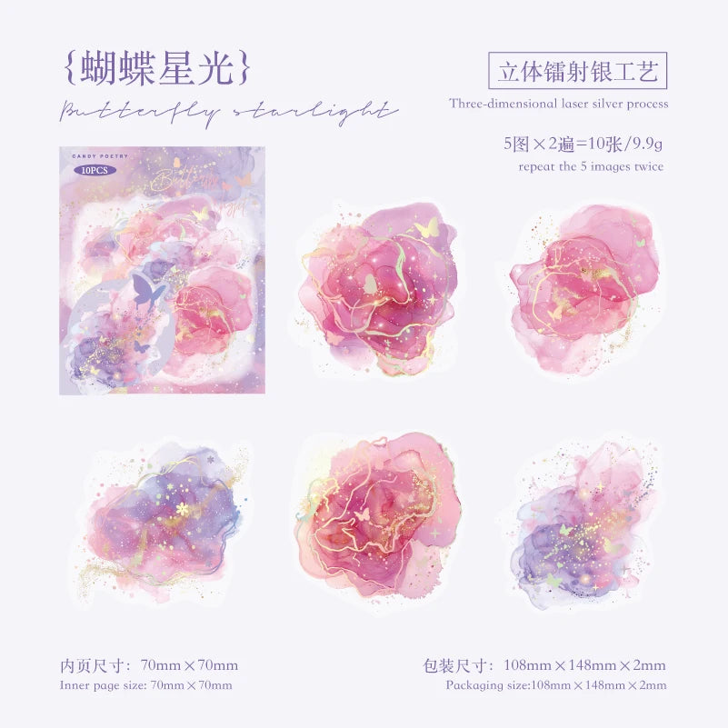 Watercolor spatter Sticker Pack Journaling School Accessories DIY Decorative Scrapbook Color Label Sticker Aesthetic Stationery Qme B